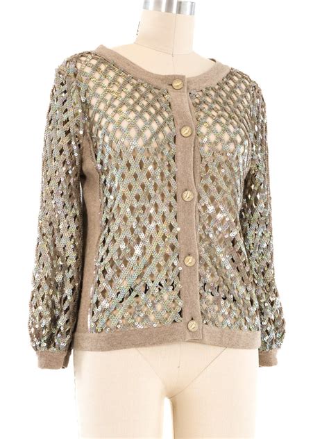 vintage chanel sequin cardigan|Chanel Sequin Cardigan .